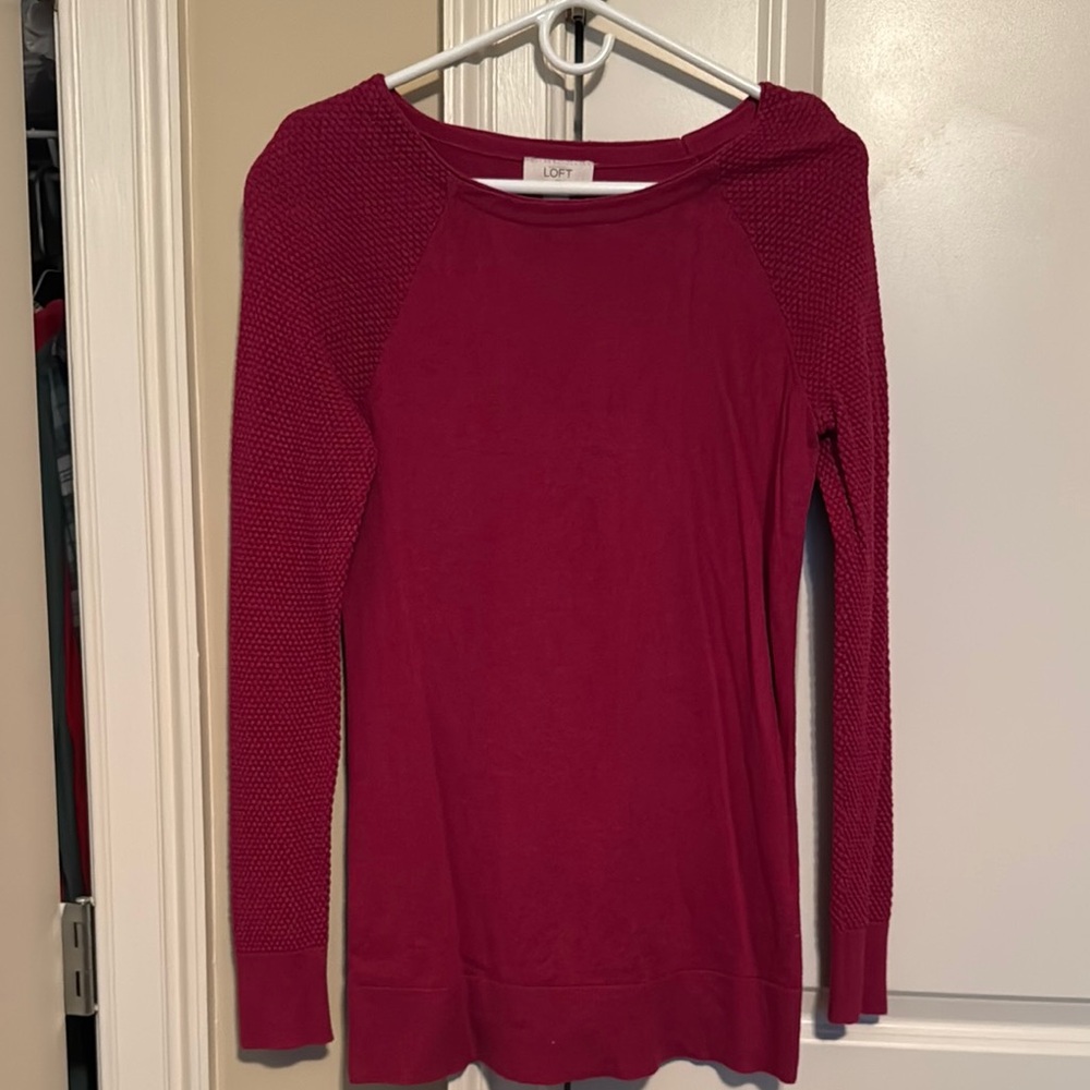 Loft Burgundy Long Sleeve Top